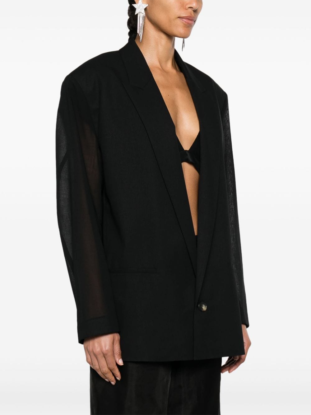 Single-breasted semi-transparent design blazer
