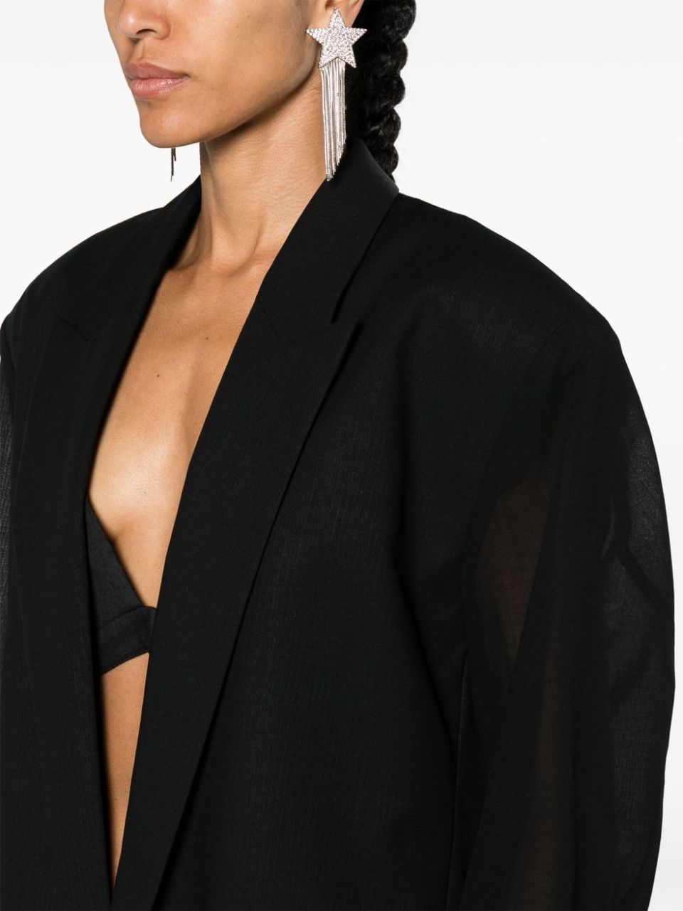 Single-breasted semi-transparent design blazer