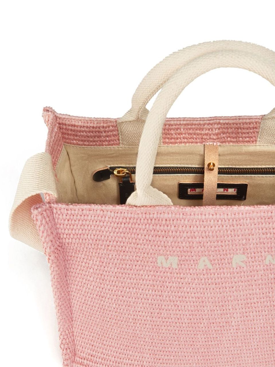 Small Tote bag in fabric with raffia effect
