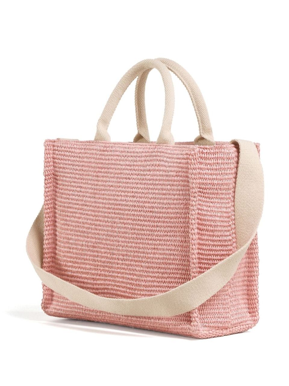 Small Tote bag in fabric with raffia effect