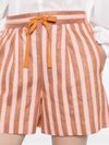 Cotton and linen striped shorts with lurex