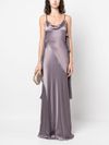 Draped long dress with ruffles