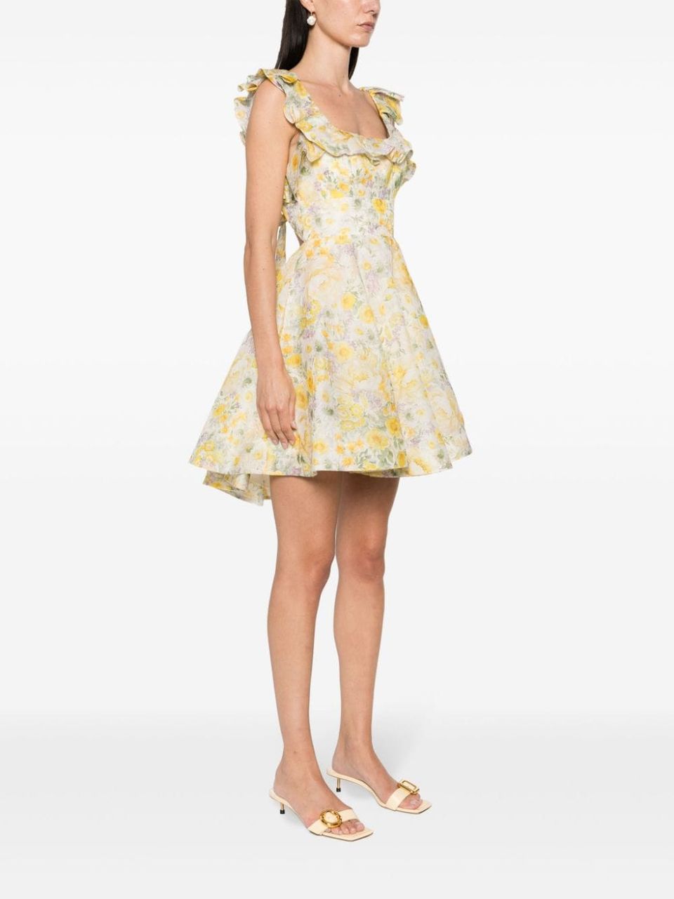 Harmony Frilled mini dress with Citrus Garden print