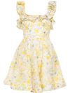 Harmony Frilled mini dress with Citrus Garden print