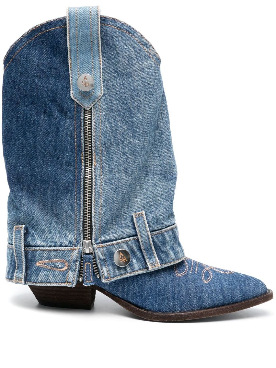 Western-style boots with zip design
