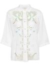 Half-sleeved voile shirt with eden embroidery