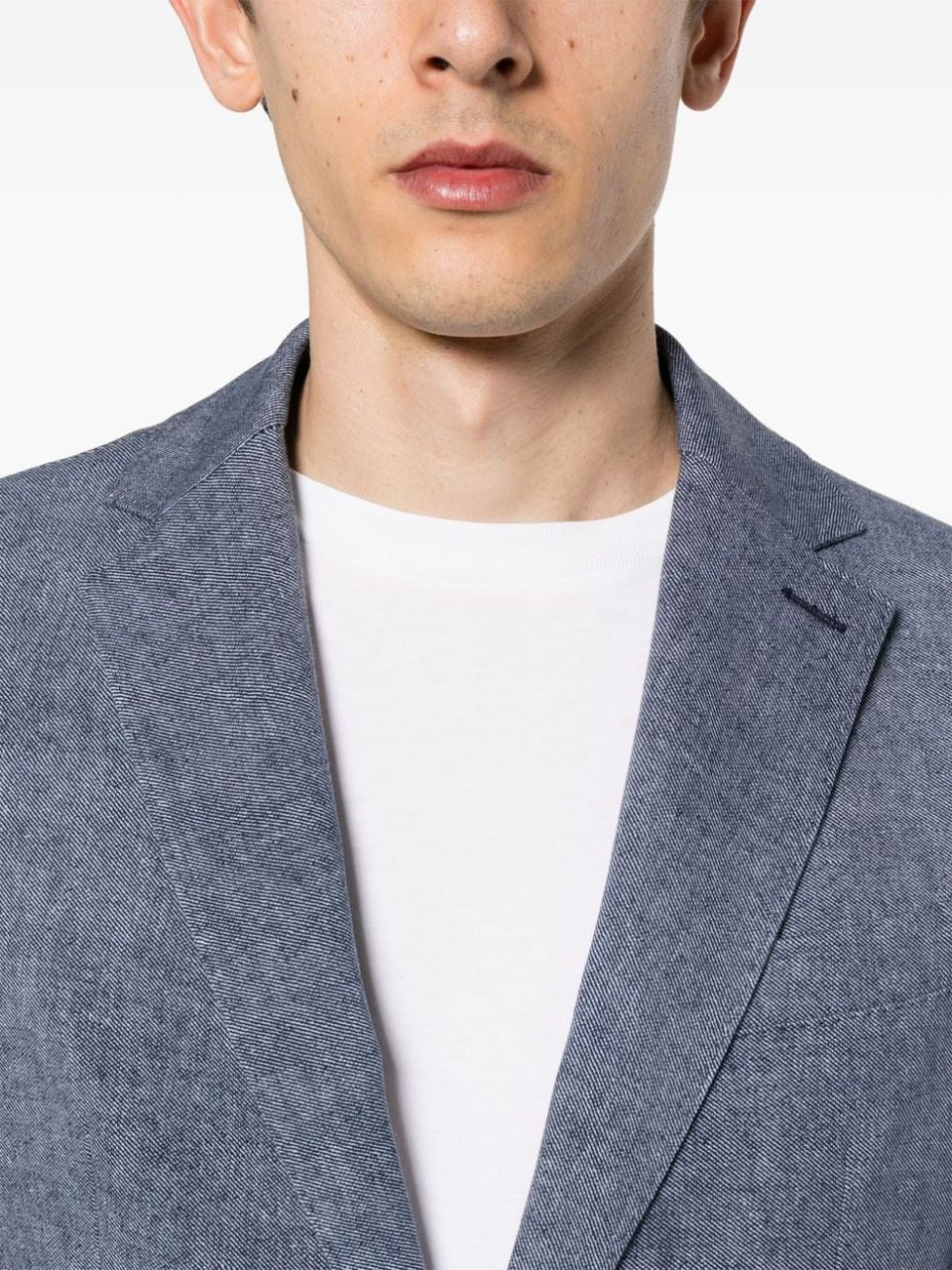 Cotton blend blazer with welt pocket