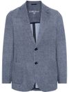 Cotton blend blazer with welt pocket