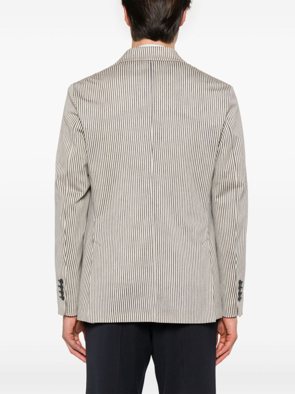 Striped cotton blazer with welt pocket