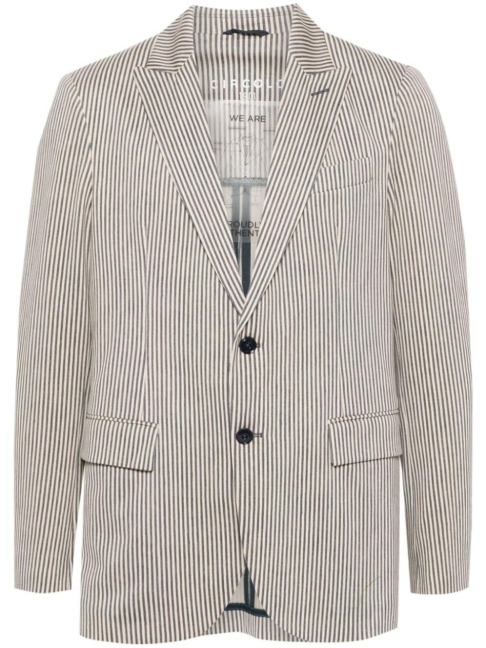 Striped cotton blazer with welt pocket