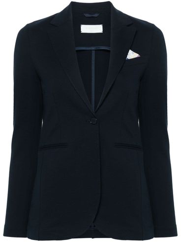 Cotton blend blazer with contrast pocket square