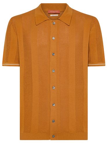 Short-sleeved cotton polo with buttons