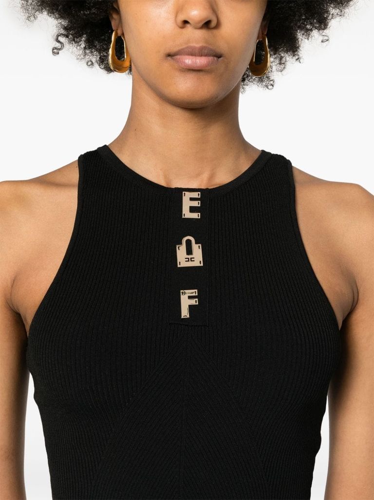 【23AW NEW】ELISABETTA FRANCHI / ホルターネックワンピース Short Ribbed Sleeveless Top