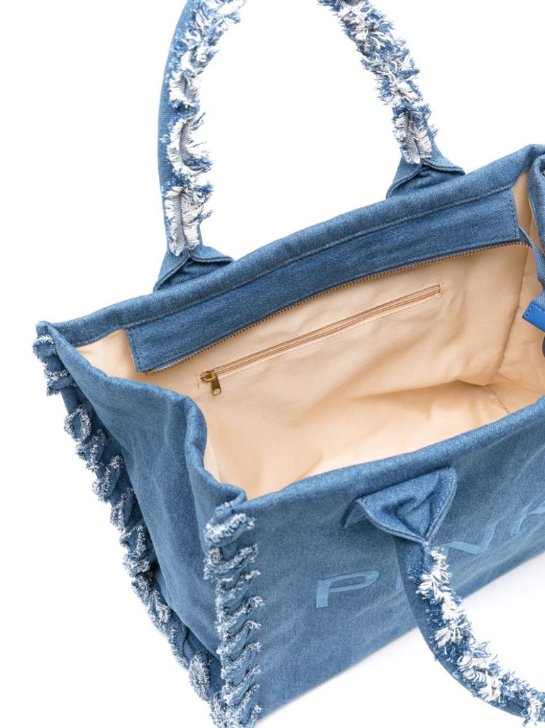 Beach' denim bag with frayed edge