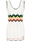 Chevron Pattern and Multicolored Scalloped Hem Cotton Mini Dress