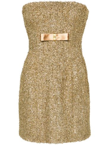 Short tweed dress with lurex detail, sleeveless
