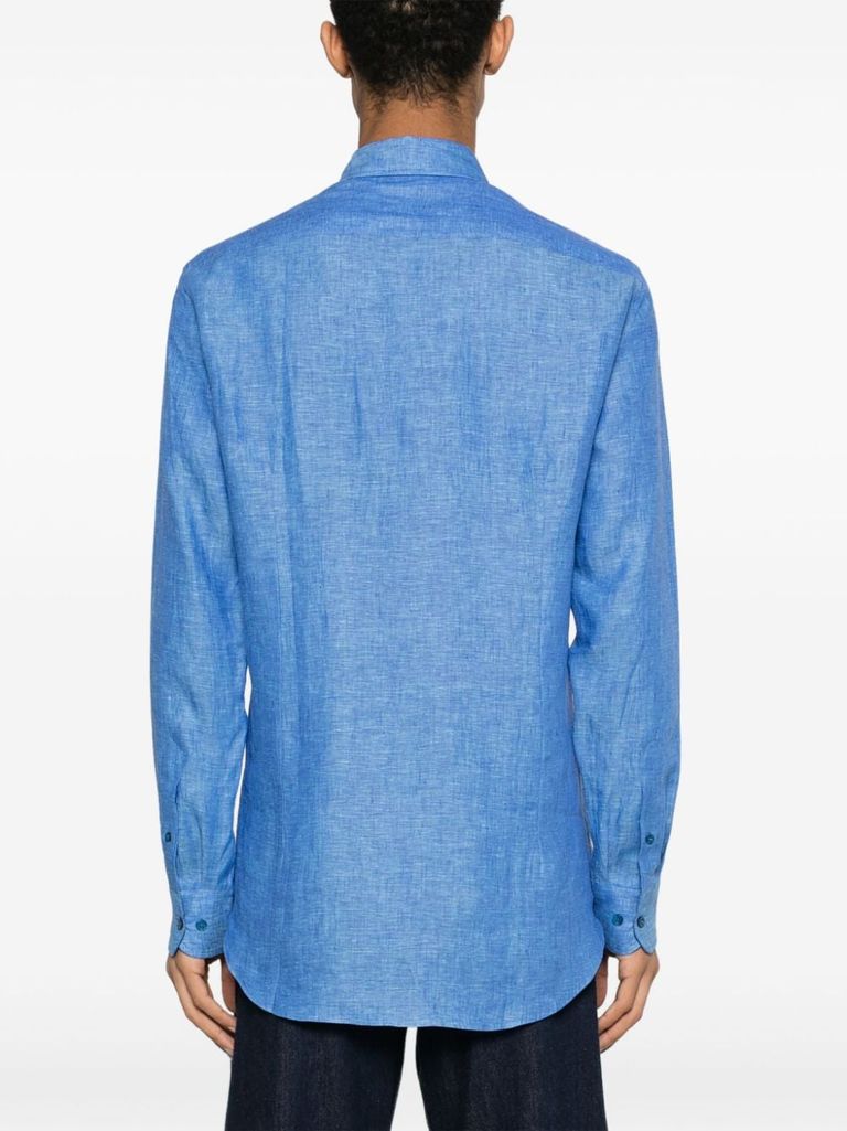 Tシャツ・カットソー ETRO FW25 CAMICIA CON LOGO PEGASO (MRIB0002 AV607W0800) Camicia Pegaso con logo ricamato in lino