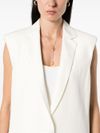 Single-breasted sleeveless vest in viscose and linen blend