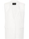 Single-breasted sleeveless vest in viscose and linen blend