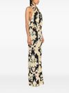 Long dress with paisley print and open back