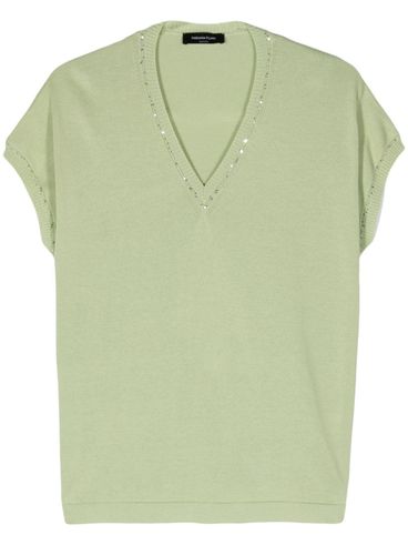 Sleeveless cotton top with beads
