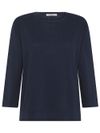 Cotton crew neck three-quarter sleeve sweater