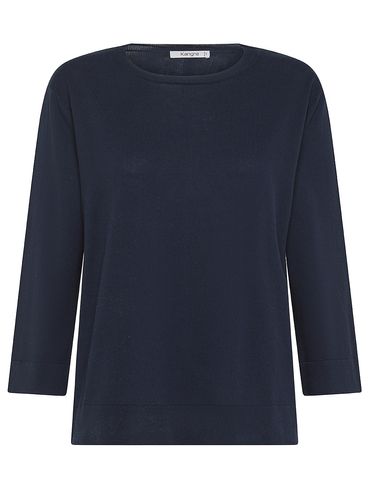 Cotton crew neck three-quarter sleeve sweater