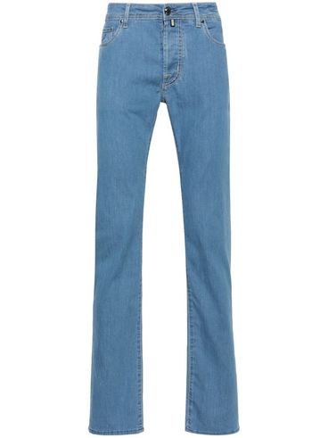 Medium-waisted Bard slim jeans in light blue denim