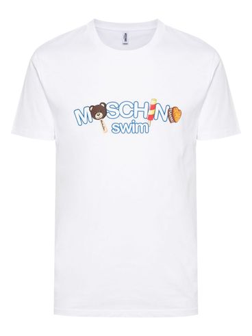 Cotton T-shirt with logo and teddy bear print