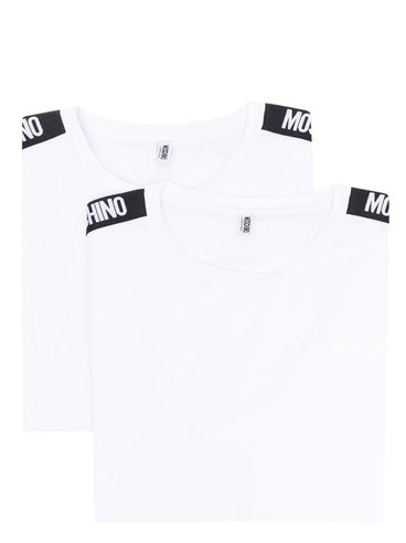 Due t-shirt in cotone con striscia con logo