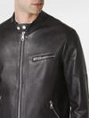 Leather jacket with chest pocket
