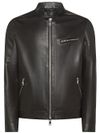 Leather jacket with chest pocket