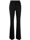 Flared viscose trousers with crease