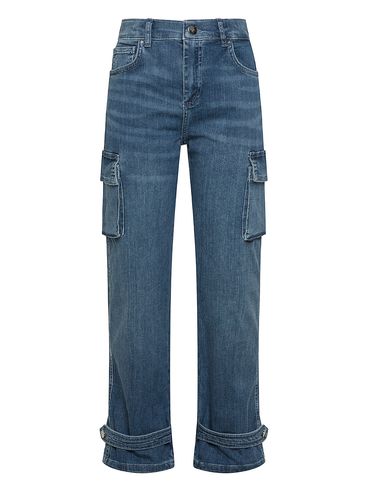 Jeans lunghi in cotone con tasche cargo