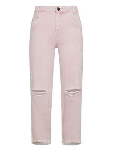 Long cotton jeans with slits