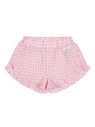 Cotton checkered shorts with frill