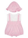 Cotton overall set with checkered cap