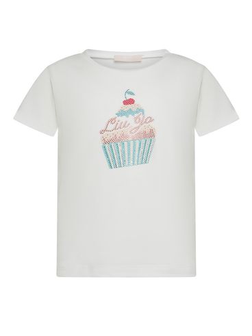 T-shirt in cotone con stampa cupcake