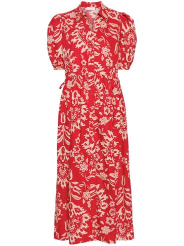 Cotton Midi Dress with Floral Print