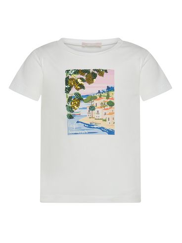 Cotton T-shirt with landscape print