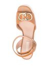 Leather wedge sandal with logo plaque