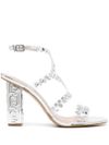 Sandals with metallic effect decoration