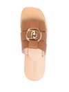 Leather slides with logo plaque