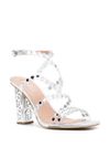Sandals with metallic effect decoration
