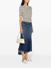 Long pleated stretch cotton skirt
