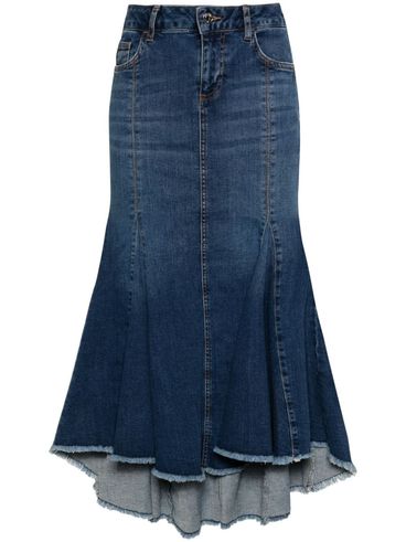 Long pleated stretch cotton skirt