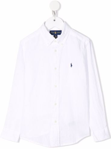 Linen shirt with embroidered logo