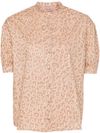 twinset - Short-sleeved cotton shirt with leopard print