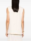 Sleeveless viscose and linen vest with logo