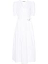 Long cotton dress with balloon sleeves
